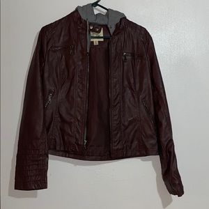 Purplish reddish leather jacket